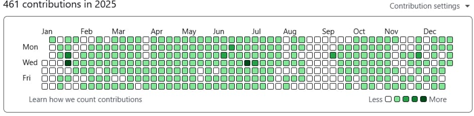 My original GitHub contribution graph for 2025